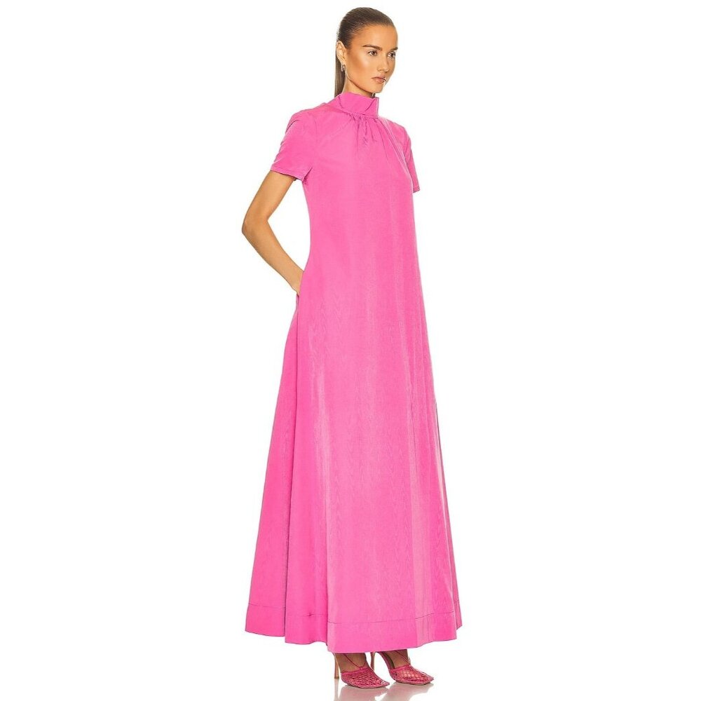 NWT Staud Ilana in Lollipop Pink Taffeta Tie Back A-line Maxi Dress S $375 - Picture 4 of 15
